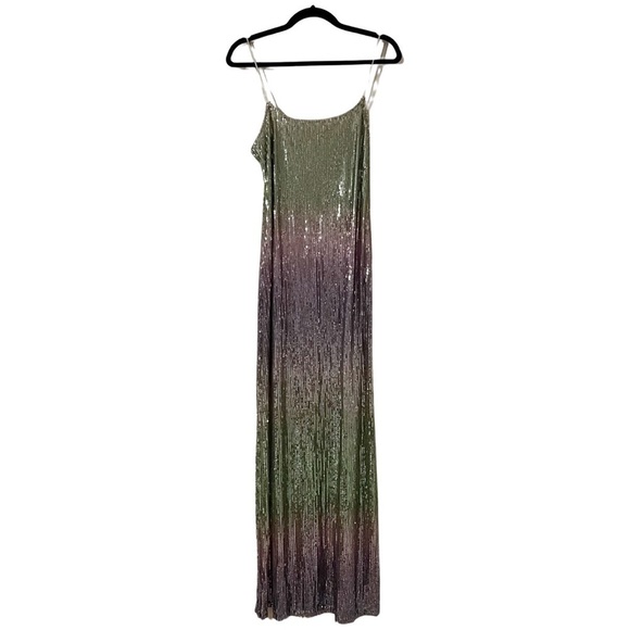 NWT LOVESHACKFANCY Grand Disco Ombre Sequined Maxi Dress Sz 10 - Picture 3 of 7